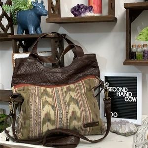 Pistil Brown and Tan Tote Bag